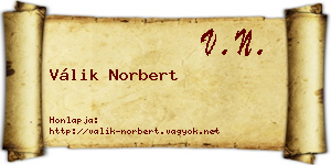 Válik Norbert névjegykártya